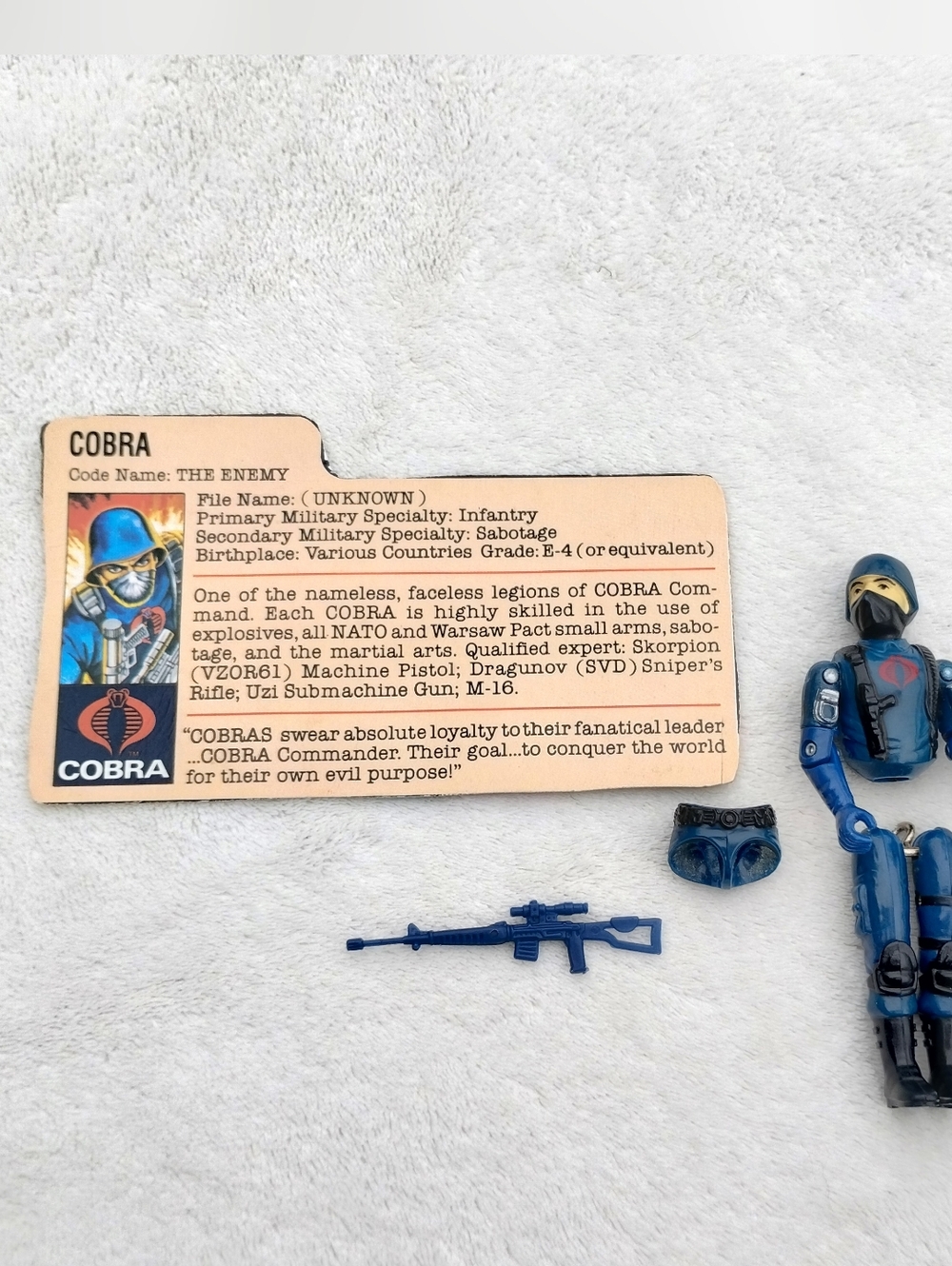 Vintage GI Joe Cobra The Enemy File Card Action Figure Weapon For Repair
